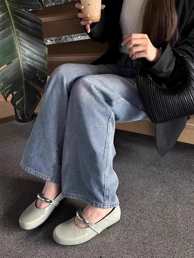 Fashion Retro Woman Shoes Round Toe Modis Female Footwear 2025 Comfortable Dress Flat Mary Janes Korean Shoes Round Toe Female Footwear