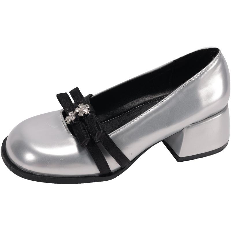 Thick heel retro Mary Jane shoes women's 2025 summer new bow Japanese jk versatile light mouth small leather shoes with skirt