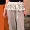 French Lace Ruffle Short Apron Curtain for Women - Autumn/Winter A-Line Skirt with Lace Hem