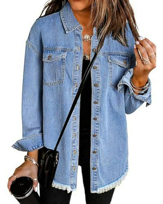 Women's Loose-Fit Brushed Denim Jacket
