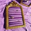 Vintage Photo Frame Jewelry Display Rack Purple Velvet Soft Bag Photo Frame Storage Rack Necklaces Earrings Display Ornaments