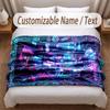 Neon Abstract Theme Soft Blanket Personalized Custom Name Text Print Warm Blanket Home Sofa Bedroom Decor