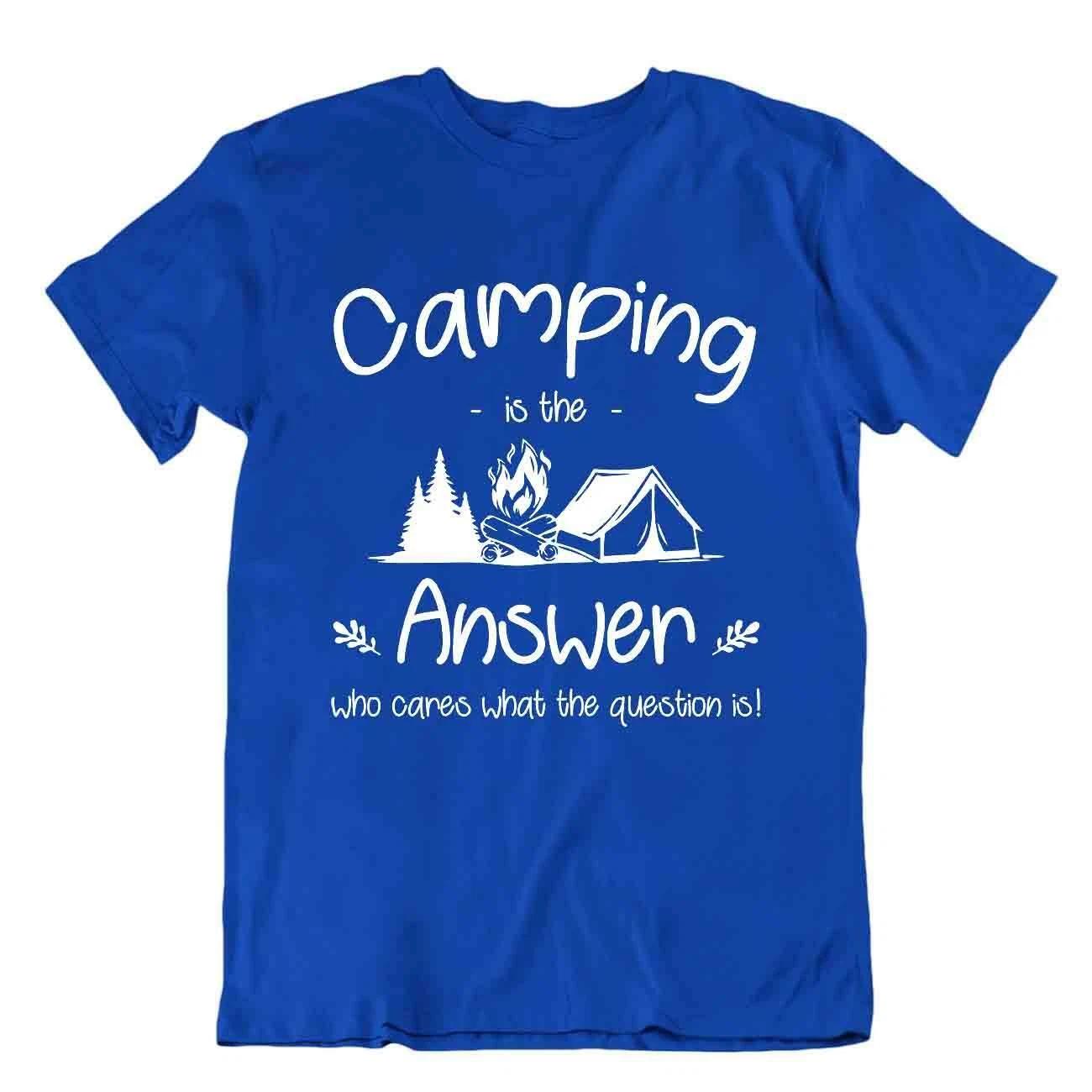 Camping Outside Trip T-Shirt Tee Gift Cool Funny Outdoor Fresh Answer Vintage L