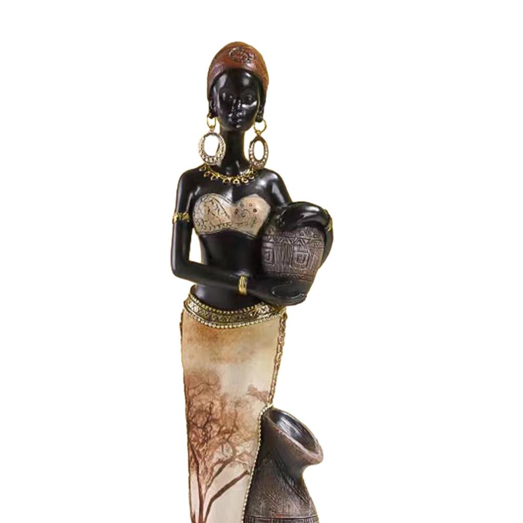 Africian Women Figurine Lightweight Multipurpose African Decor African Sculpture Home Decor Brown for Bookshelves Living Room