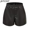 BITCED Women's Minimalist PU Leather Shorts Casual Loose-Fit Shorts