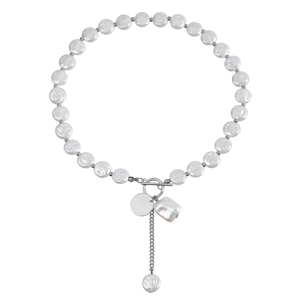 1pc Fashion String Imitation Pearl Moon Disc Pendant Necklace, Suitable for Women's Daily Party  Gifts