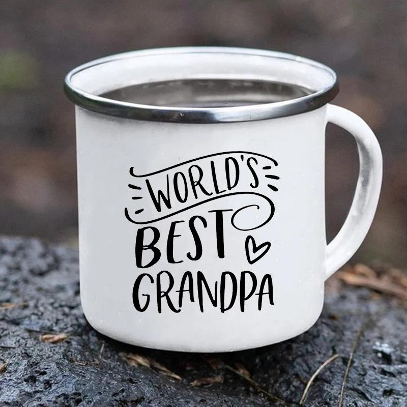 Original Breakfast Cups To Sublimate World's Best Grandpa Print Creative Enamel Coffee Mugs Cup of Coffee Travel Mug Kawaii Beer