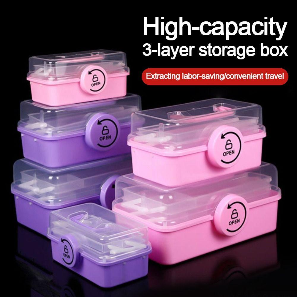 

Foldable Storage Box Three-layer Toy Box Multi-functional Nail Art Organizer Purple S