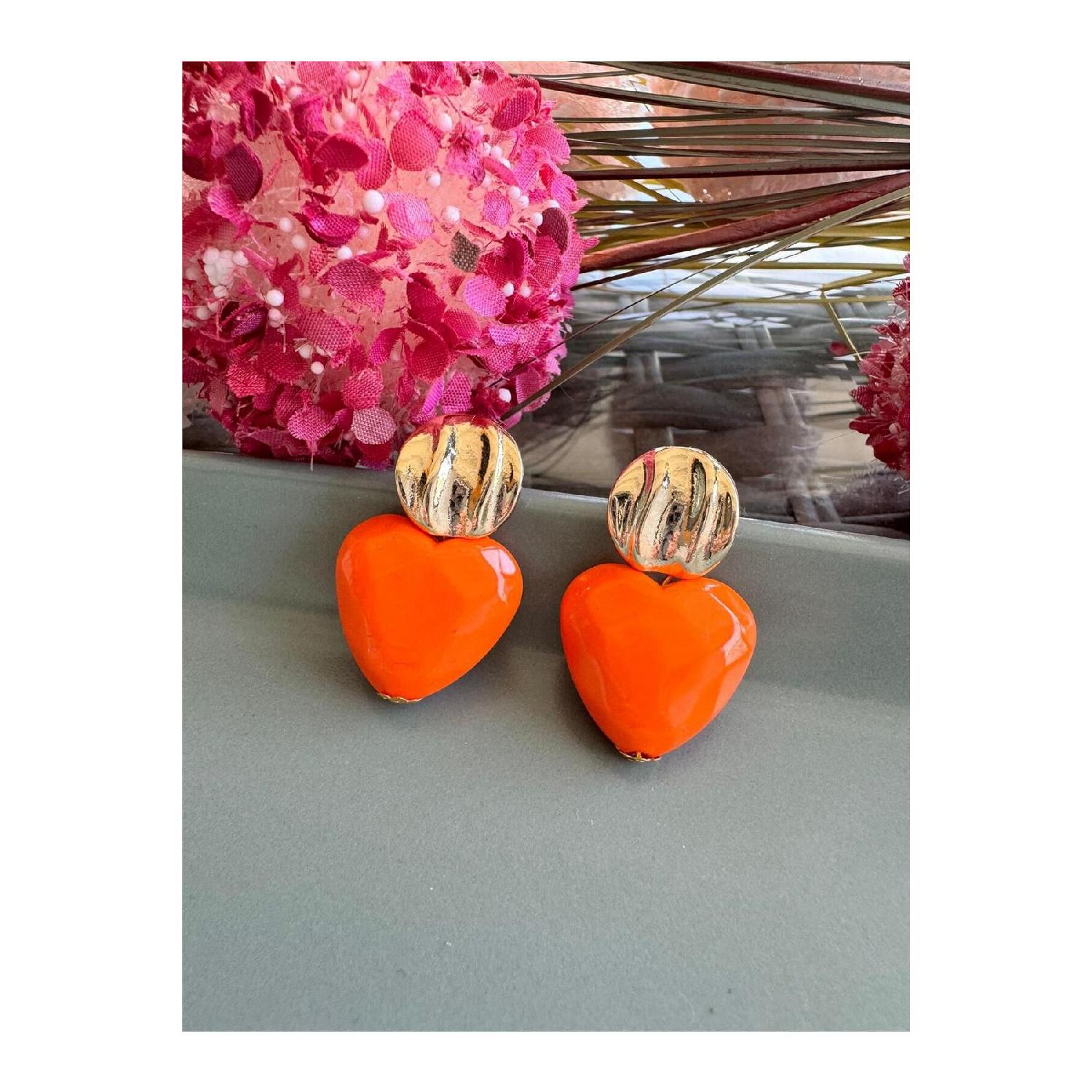 

Orange Heart Design Earrings