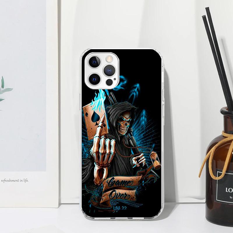 Grim Reaper Skull Skeleton Phone Case For Iphone 17 Air 16 15 Plus 16E 14 Pro Max 13 Mini 12 11 7 8 SE Fundas Soft Back Cover 17