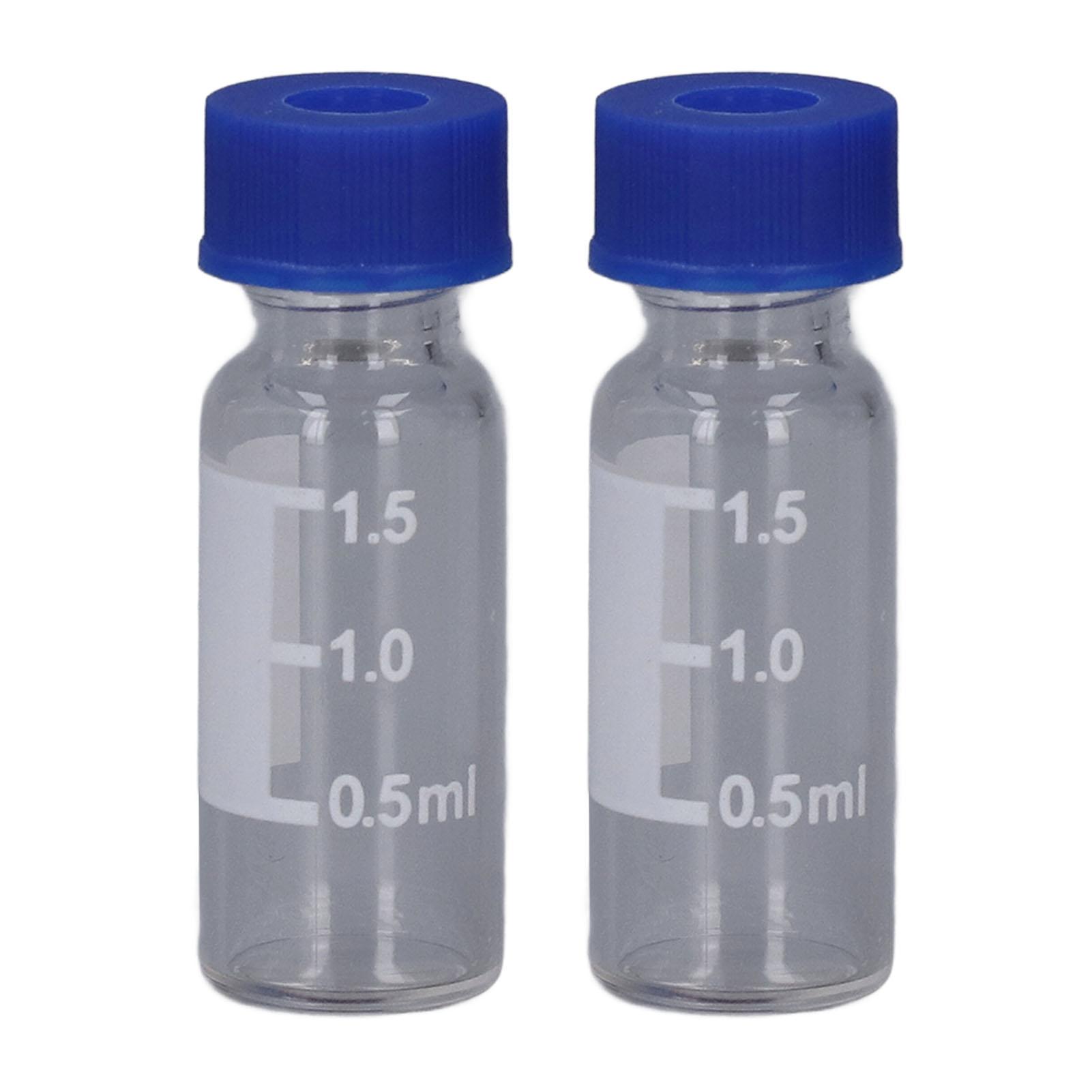 

100Pcs 2ml Sample Bottle Clear Glass Screw Cap Vials with Writing Area and Scale for Laboratories Beauty Products