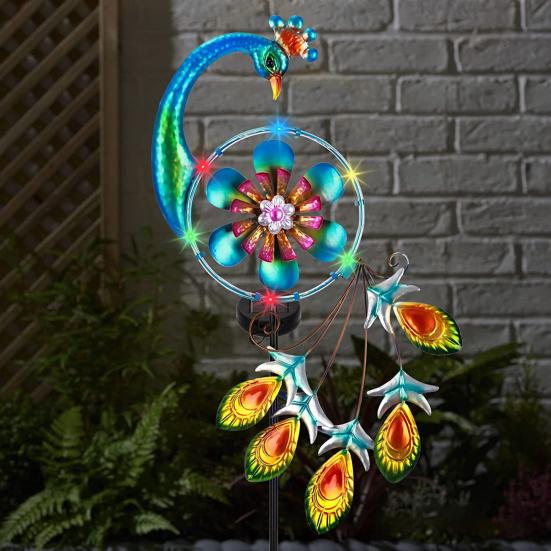1/2Pcs Peacock Solar Outdoor Lights Auto On/Off Waterproof