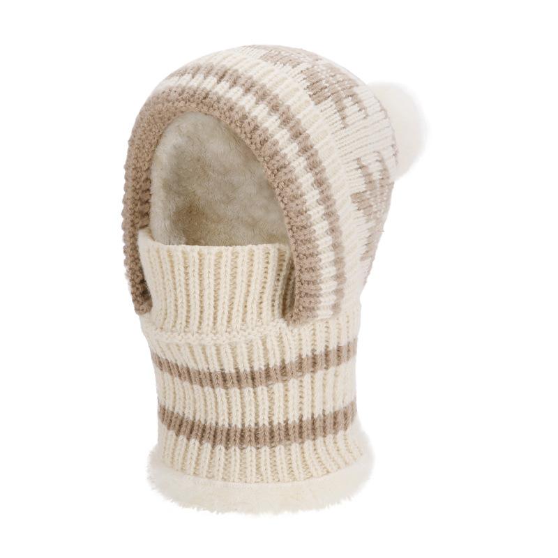 Winter Velvet Ear Protection Cap Women's Mask Scarf One-Piece Cap Warm Windproof Coldproof Knitted Wool Cap