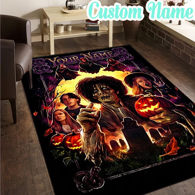 Custom Name Halloween Horror Witch Rug, Office Rug, Chair Rug, Carpet for Living Rooms, Doormat Game Rug Home Decor Christmas Gifts
