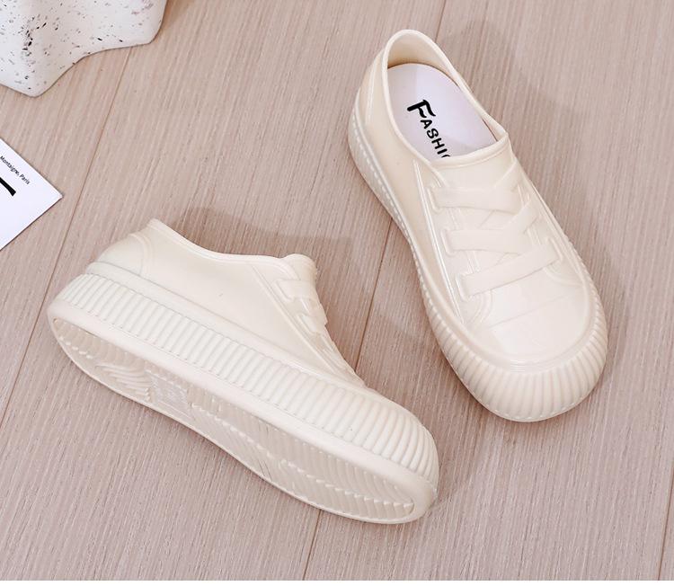 Women's Waterproof Non-Slip Low-Cut Platform Rain Boots - Casual Outdoor Fashion with Thick Rubber Soles
