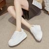 Thick-soled Inner Height-increasing Board Shoes Women's Spring New Leather Wavy-soled White Shoes Muffin Sports and Leisure Shoes
