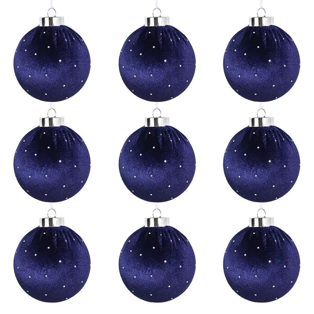 9pcs/set 8cm Velvet Christmas Balls Glitter Xmas Tree Pendant Merry Christmas Decor