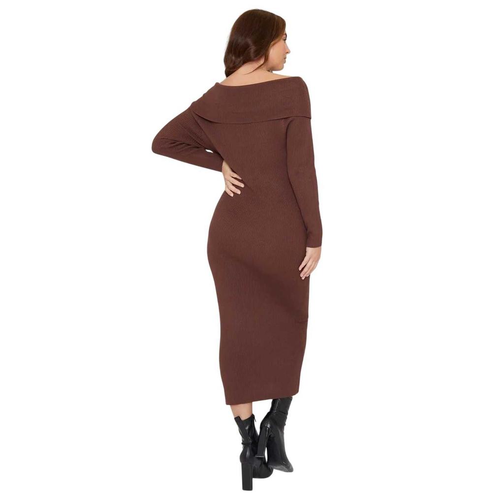 Be You Womens/Ladies Midi Ribbed Off Shoulder Sweater Dress
