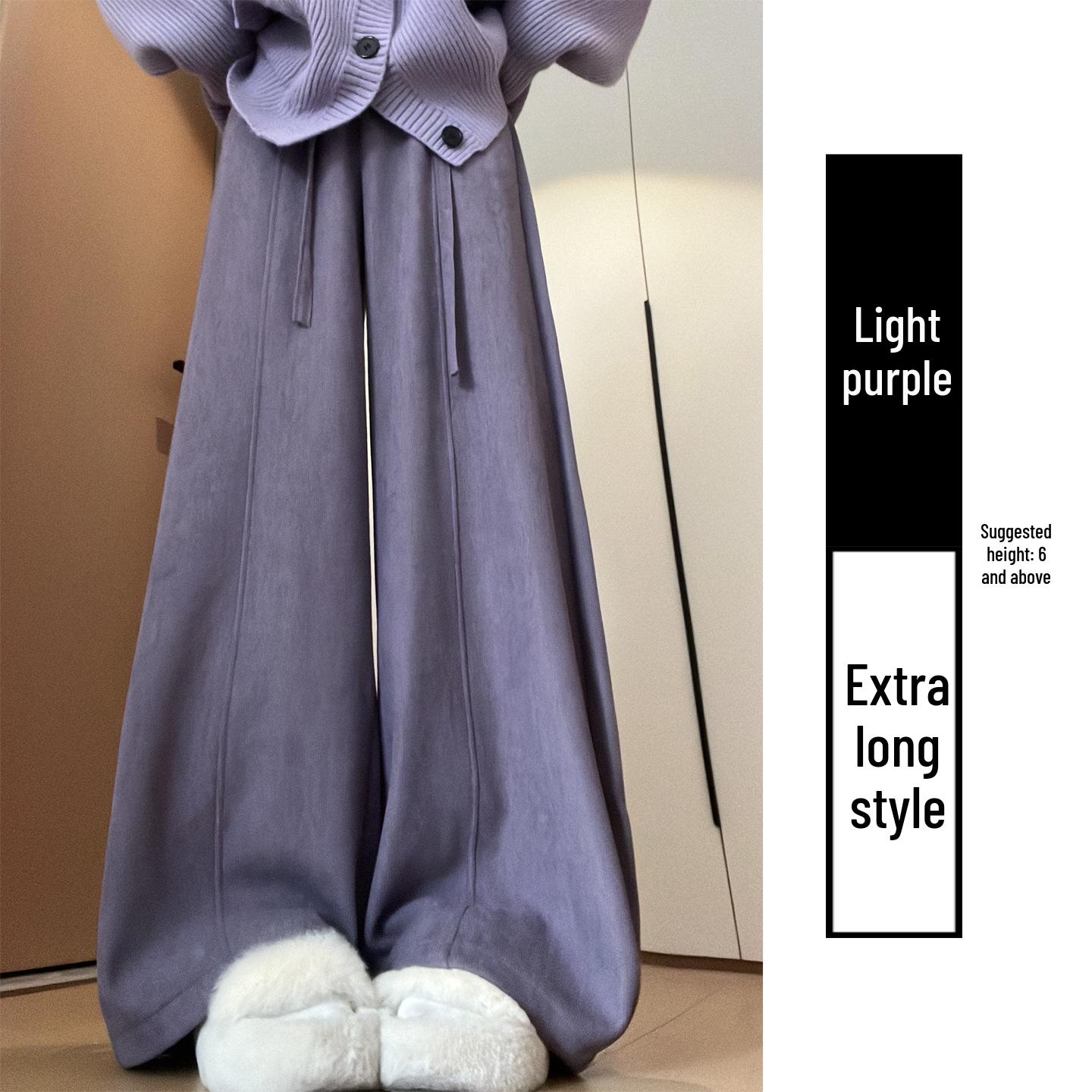 

Women s Purple Corduroy High-Waist Wide-Leg Pants with Curve Drape, Plus Velvet, Autumn/Winter 2025 Collection Large
