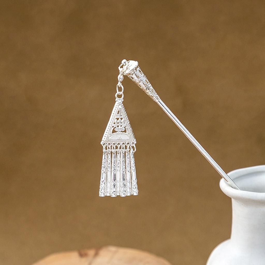 Hairpin Hollow Feather Fringed Hairpin, Ethnic Feng Shui Drop-Shaped Oil Dripping Hairpin Hanfu Disc Hair Accessories