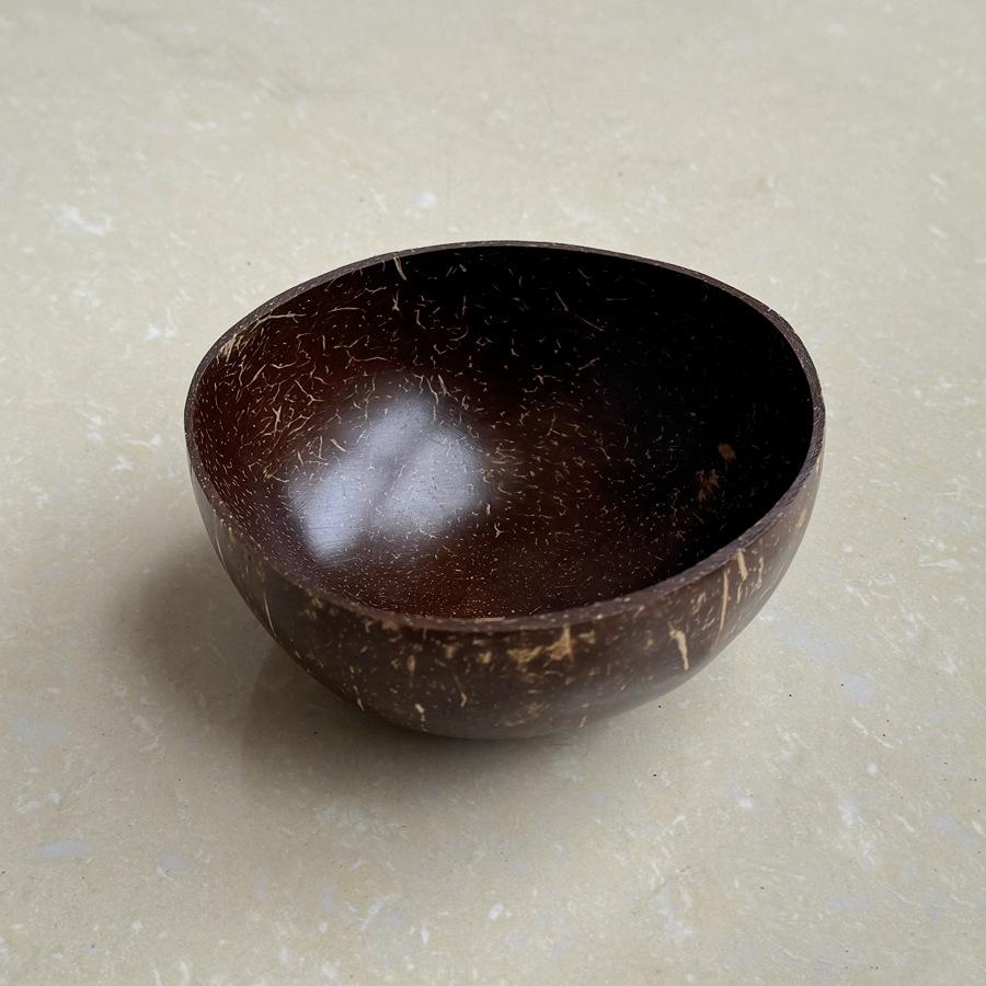 Natural Coconut Bowl Set: Coconut Shell Bowl with Coconut Wood Spoon and Fork for Fruit, Smoothies, and Salads