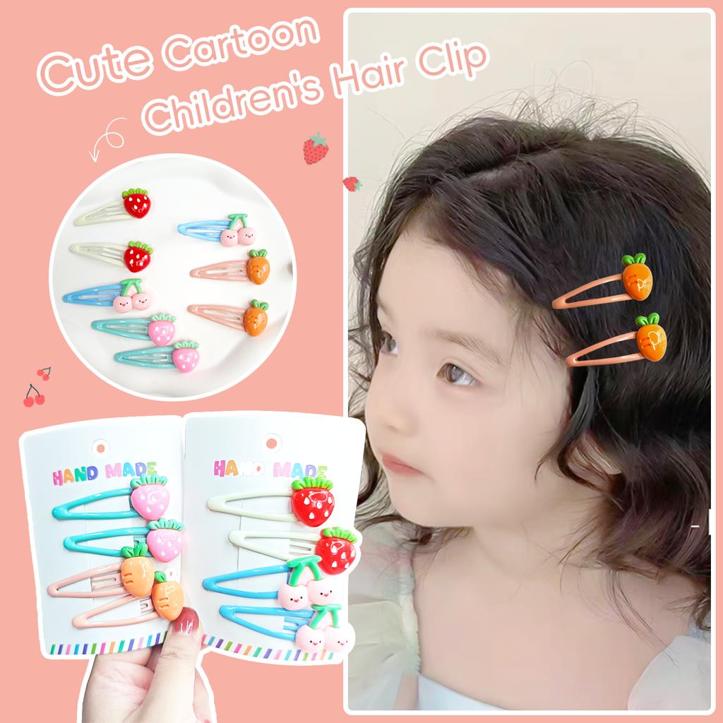 4Pcs/set 2025 New Children's Hair Cards Colorful Girls Summer Headdress Baby Cartoon Hair Clips Cute Cherry Strawberry Shape