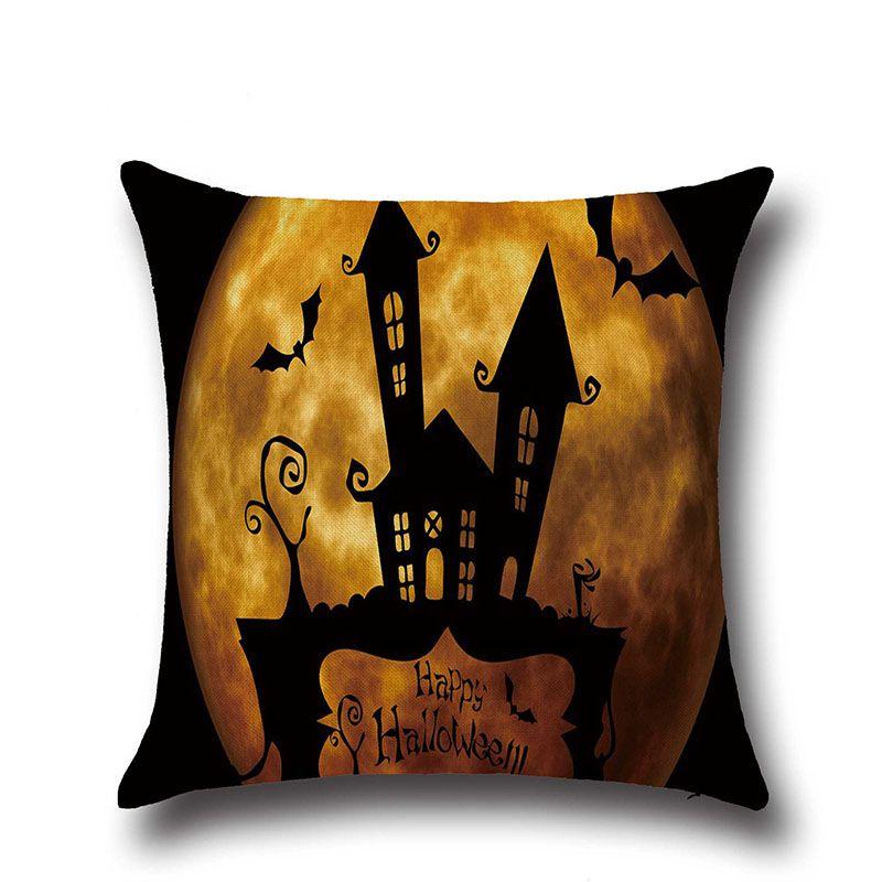 Cotton Linen Halloween Sofa Decor Cushion Cover With Stylish Pumpkin Design