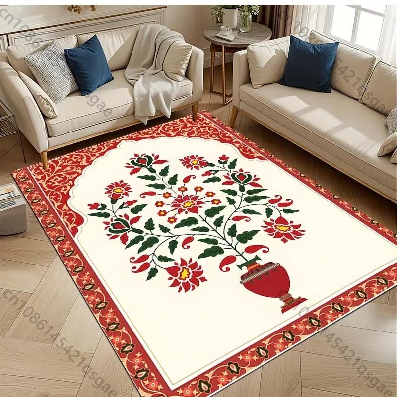 Mehrere Größen Teppiche mit islamischem Stilaufdruck für Schlafzimmer Wohnzimmer Sofamatte Kreative Fußmatte Bereichsteppich Robuste Heimdekoration Große Größe