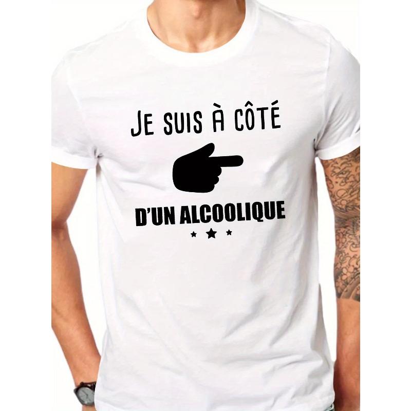 

European Size I m next to an alcoholic Men s Short Sleeve T-shirt Summer T-shirt Top S белый