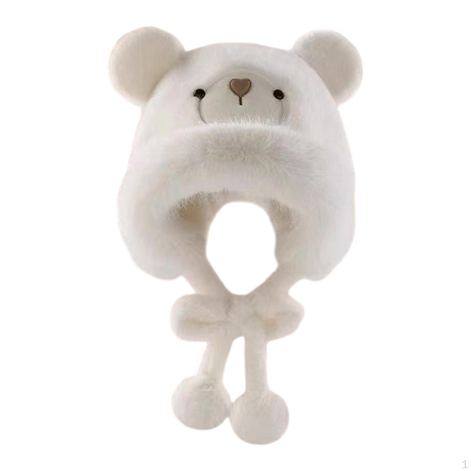 

Bear Ears Hat Soft Cartoon Animal Flap Windproof Winter Costume Accessory Suitable for Adults белый