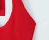 SAW American Style Red Spicy Girl Metal Strap Halter Waist-Cinching Bodycon Dress