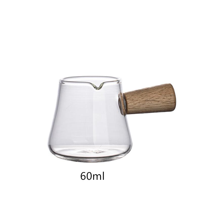 Mini Coffee Glass Milk Jug with Wooden Handle