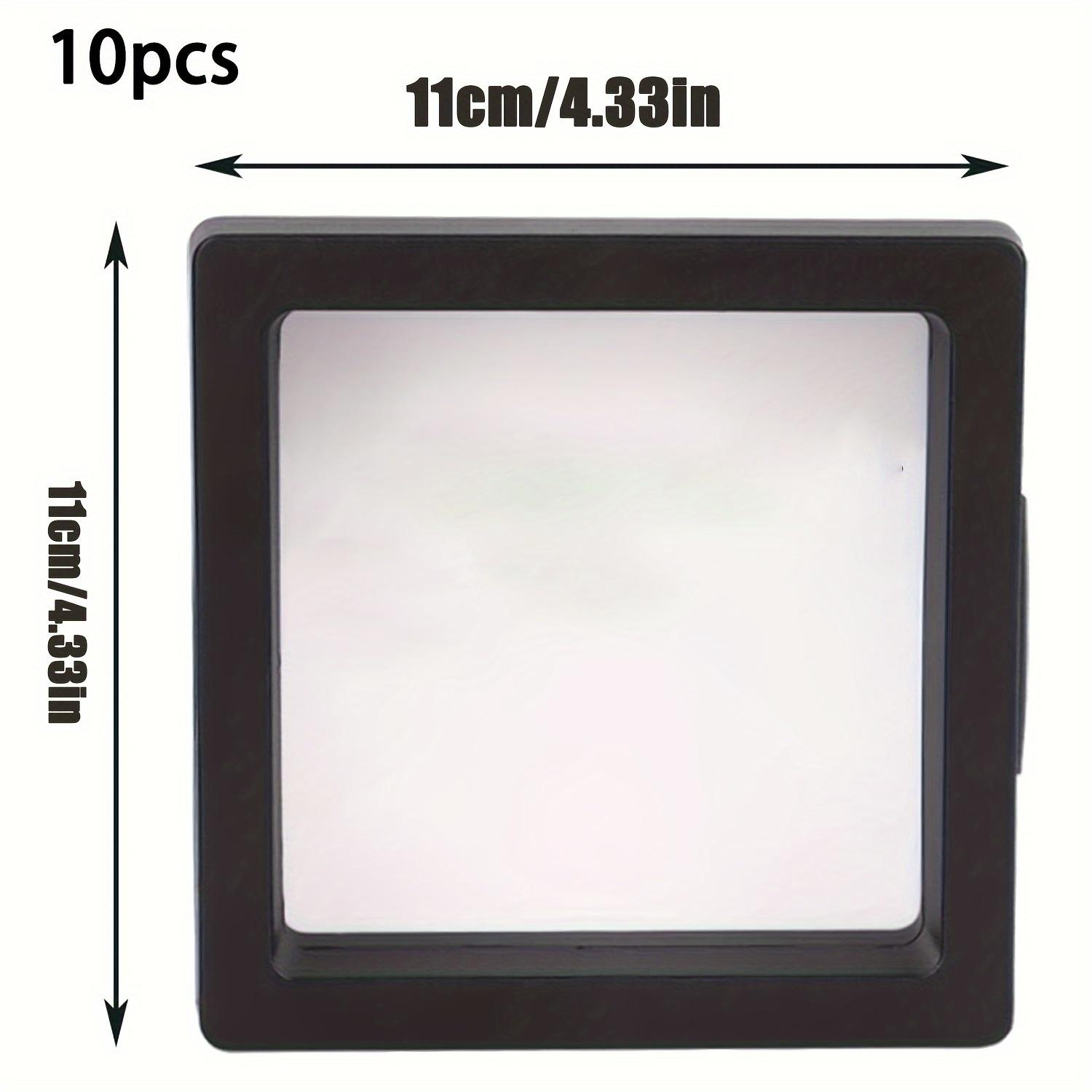 

10 штук 3D плаваюча рамка захисний кейс з чорною рамкою для дисплея та прозорою підставкою для ювелірних виробів, медалей, зразків 10pcs black 11*11*2cm