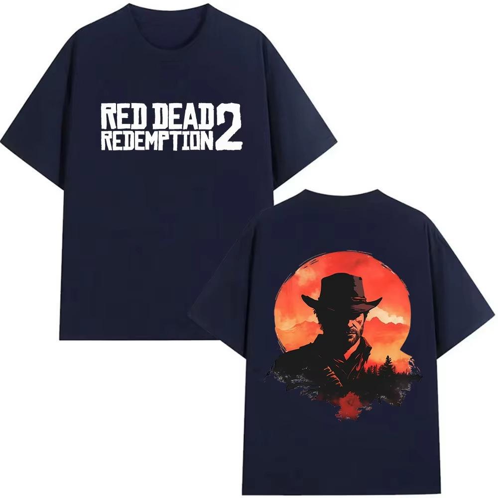 Retro Red Death Redemption 2 Printed Product Tshirt Men 2026 Spring summer Print Pure Cotton Casual Shortsleeved top