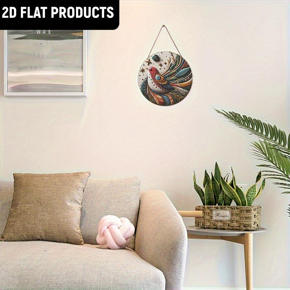 Bohemian buntes Vogel-Holzschild, Charmantes rundes Schild für die Haustür, Wanddekoration - Ideale Boho-Wohnkultur & Künstlerisches Geschenk