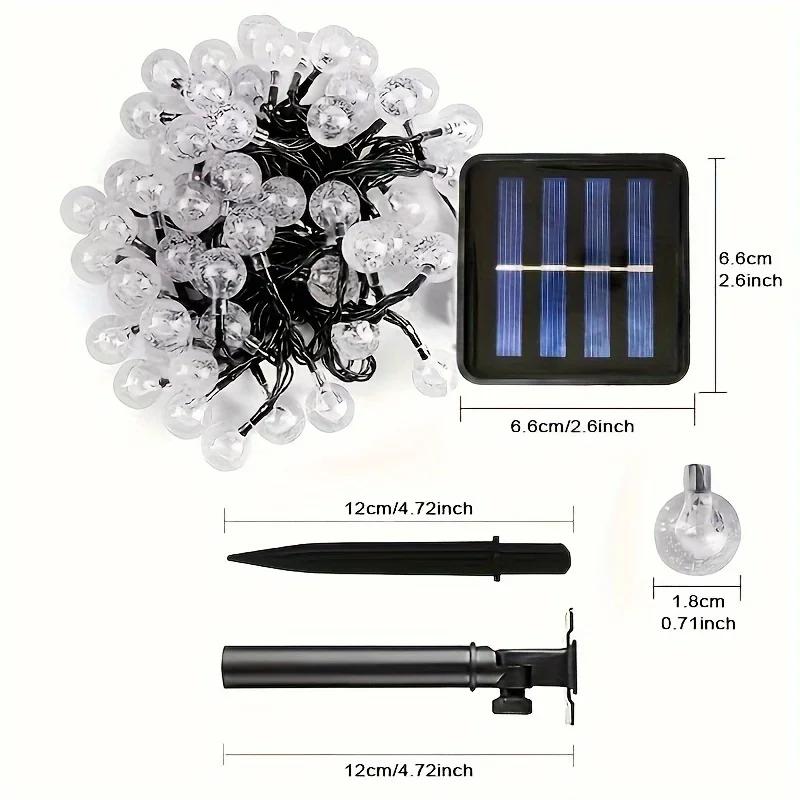 Waterproof Solar Crystal Ball String Lights 20/30/50/100 LEDs 8 Modes for Outdoor Garden Wedding Christmas Party Decoration
