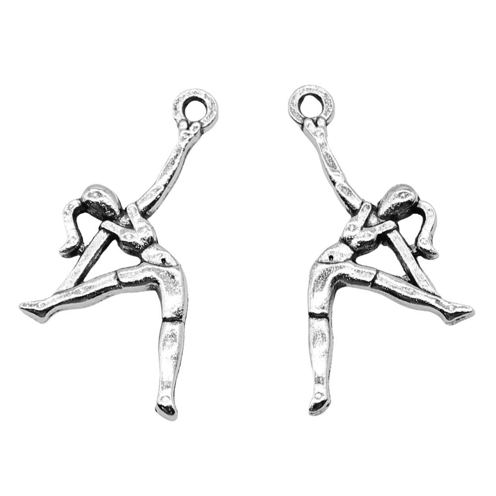 

10шт Гимнаст амулеты Античное серебро Цвет Цинковый сплав 14X26mm