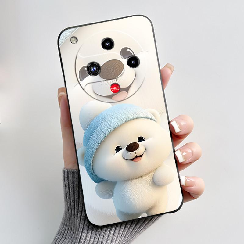 Für ZTE Nubia Focus 2 5G Hülle Z2462N Luxuriös Niedliches Herz Kaninchen Weiches TPU Silikon Matt Schwarz Handyhülle Stoßfeste Rückseite