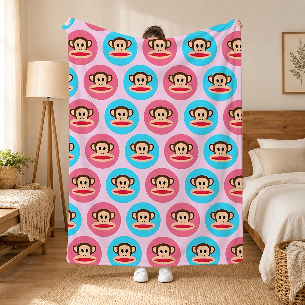 Julius the Monkey Character Throw 240g flannel blanket, suitable for sofas, beds, offices, exquisite gift blankets