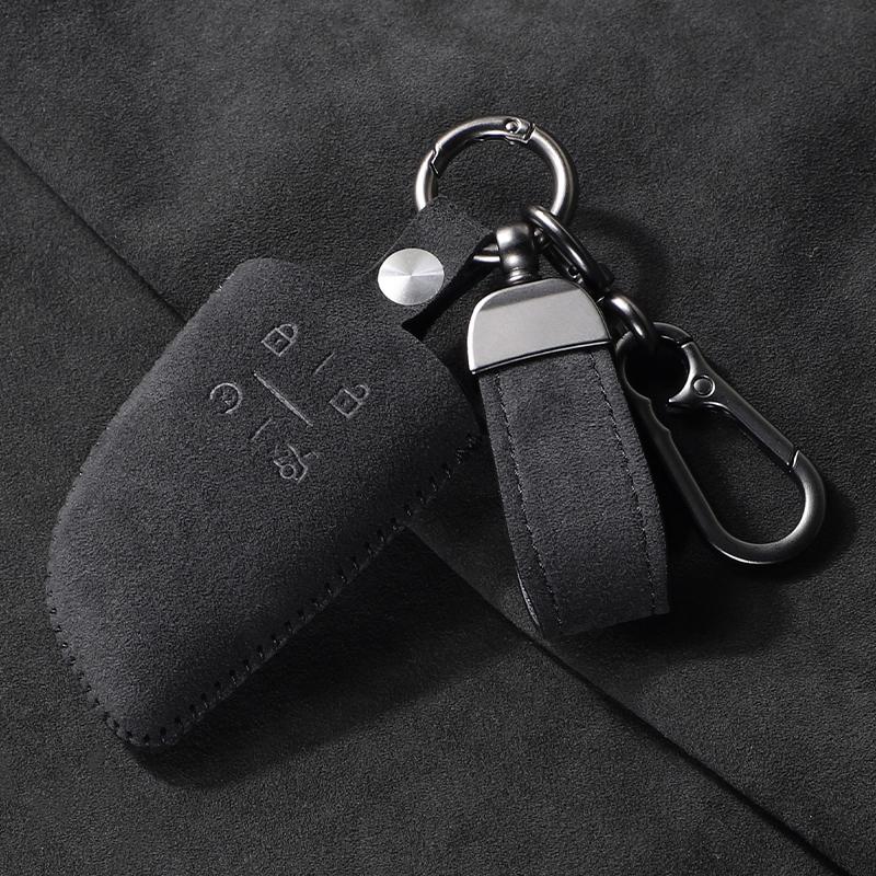 Suede Car Key Cover Case for Chevrolet Tahoe Suburban for GMC Yukon for Buick ENVISION S Plus Protection 2020 2021 2022 2023