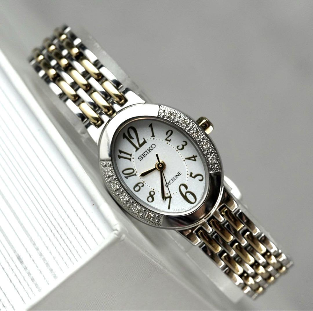 

[USED] SEIKO Exceline Oval Bezel Diamond Women s Solar Watch