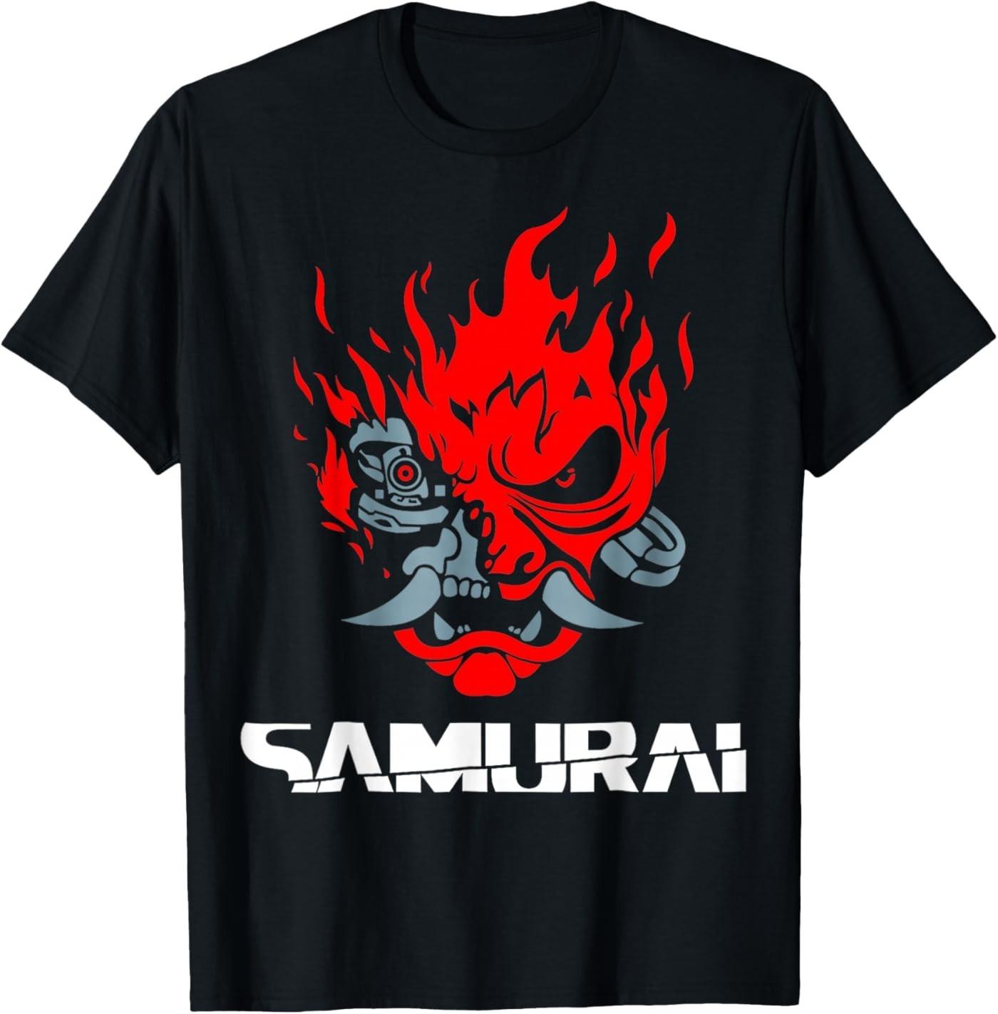 Samurai Japanese Demon Mask Edge Cyber Runners Punk T-Shirt S