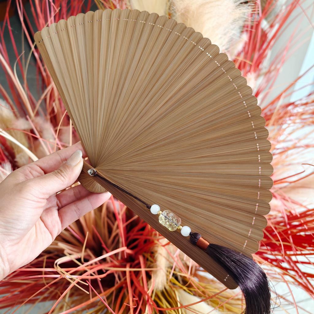 Fan Full Bamboo Folding Fan Carved Foldable Mini Fan Small Size Portable Chinese Style Chinese Ancient Style Dance Fan Green for Women