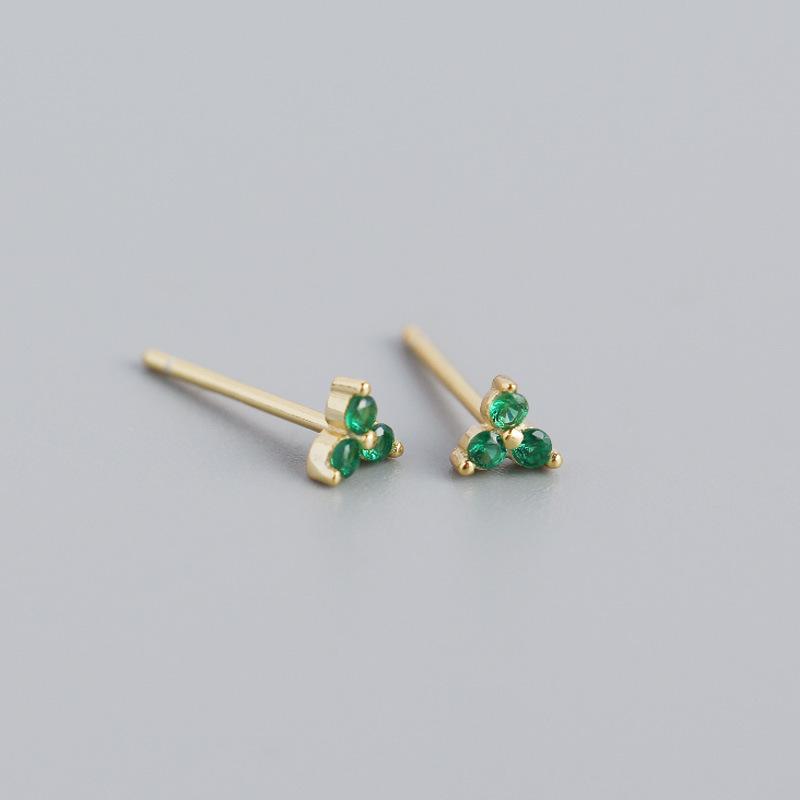 925 Silver Inlaid Crystal Geometric Clover Stud Earrings Light Luxury Mature Glamour Women Jewelry Accessories