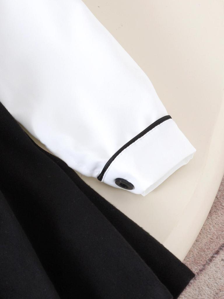 European & American Children's Clothing Set: Black Coat, White Shirt & Skirt for Girls