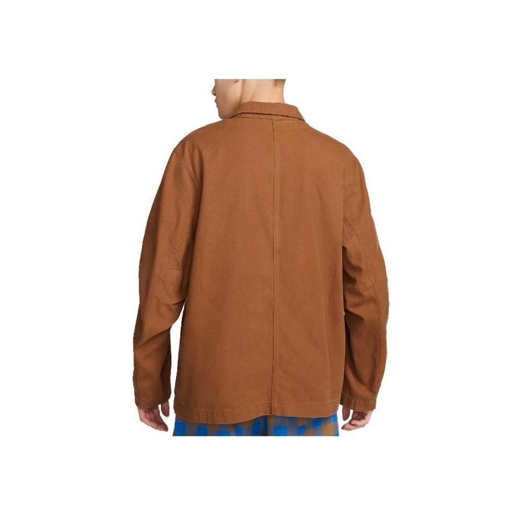Nike Solid Color Logo Button-Up Collar Jacket Men Jackets Brown DQ5184-270