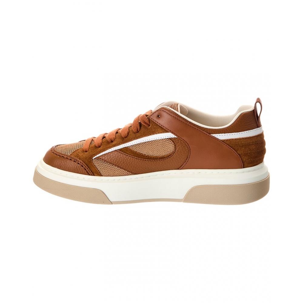 Salvatore Ferragamo Ferragamo Cassina Leather   Mesh Sneaker Brown