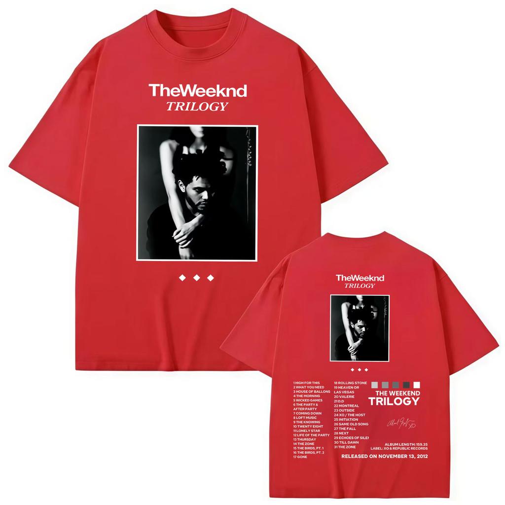 Rapper The Weeknd Merchandising de Álbum Camiseta Moda Hip Hop Vintage Camisetas de Manga Corta Algodón de Alta Calidad Camiseta Oversize