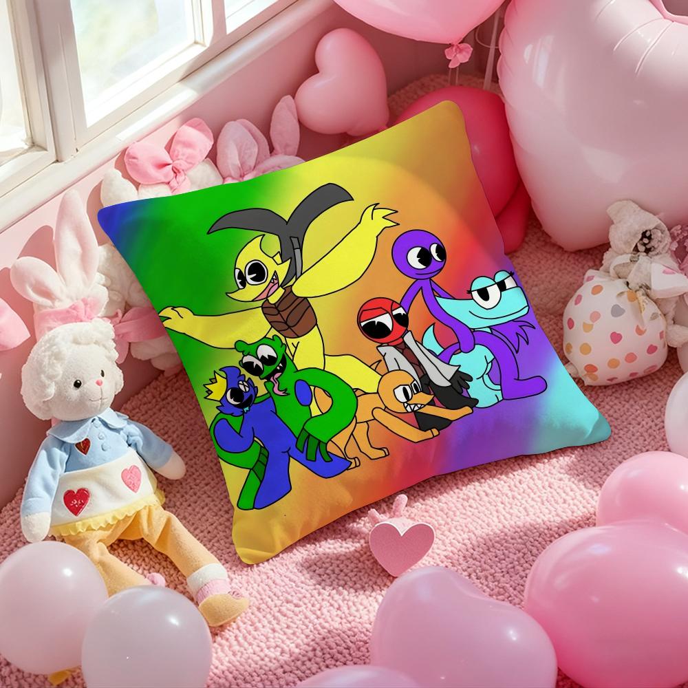 Cartoon RRainbow Friends Pillow Case Soft Plush Fabric DoubleSided Printed Cushion Cover Warm Winter Sofa Pillow Case