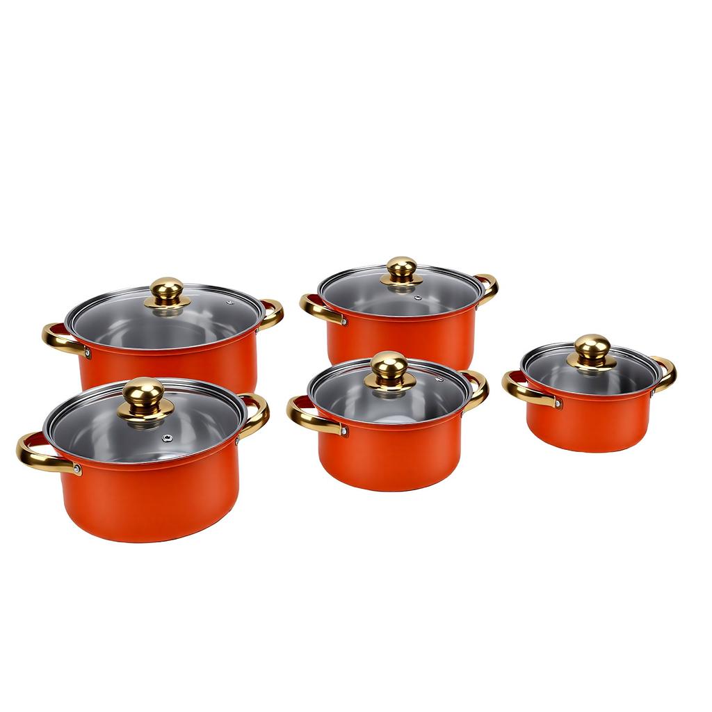 Cookware Set 16cm 18cm 20cm 22cm 24cm Even Heating Stainless Steel Stock Pots with Glass Lids for Kitchen Cooking